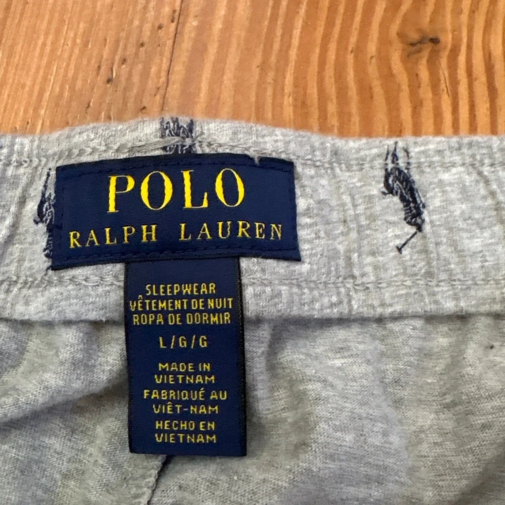 Polo Ralph Lauren Pajama Pants Mens Gray Pony Logo Print Sleepwear SIZE L